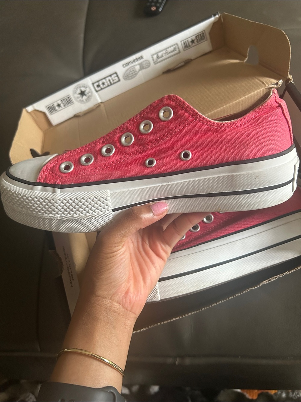 Converse Platform Low Top Slip-On Sneaker - Hot Pink Canvas
